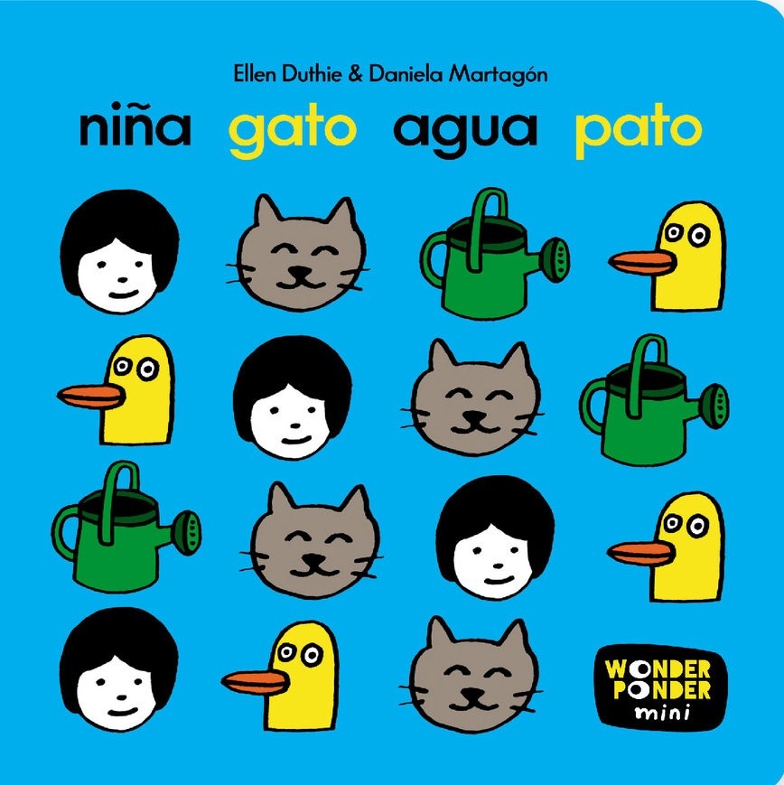 Niña gato agua pato