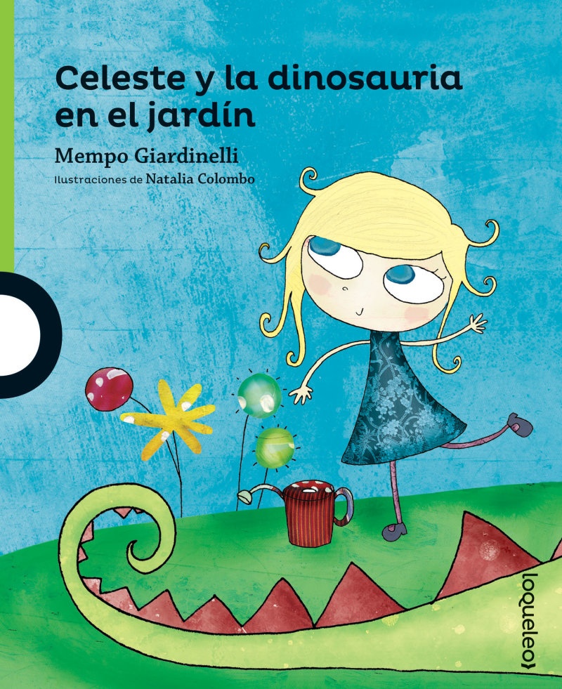 Celeste y la dinosauria en el jardin